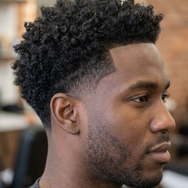 Curly Hair with Low Taper