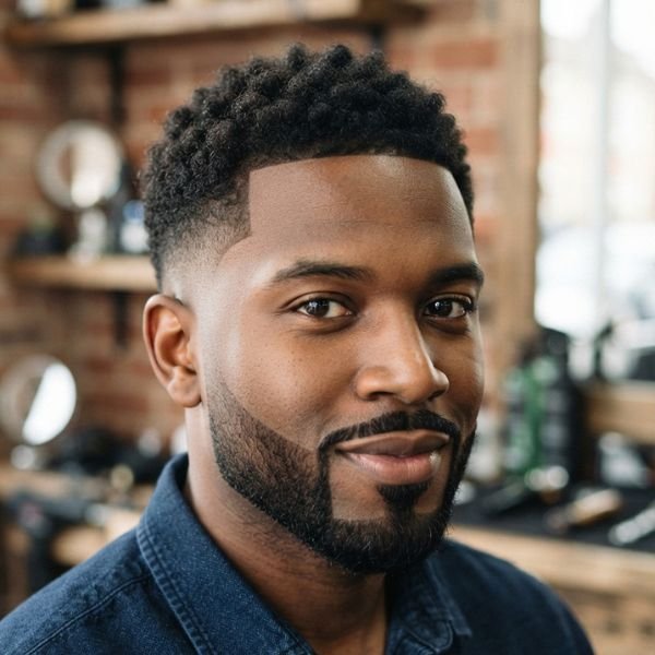 Low Taper Fade with Boxed Beard