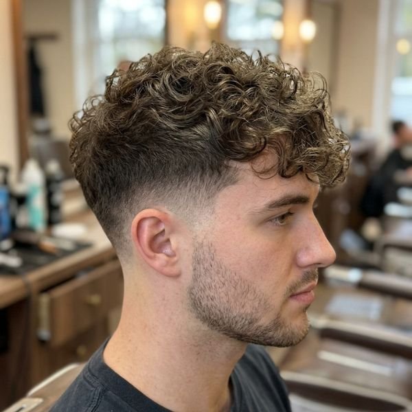 Low Taper Fade with Curly or Wavy Top