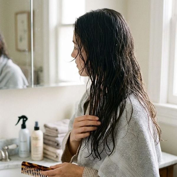 Step 1_ start with damp, detangled hair