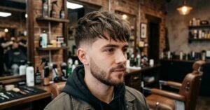 Textured Fringe With Low Taper Fade